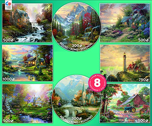 Ceaco - 8 in 1 Multipack - Seaside - (2) Round 300 Piece, (4) 500